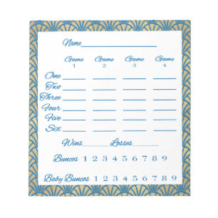 Elegant Bunco Score Sheet Art Deco Notepad