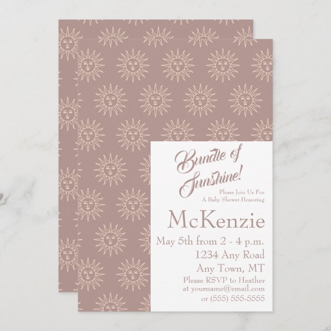 Elegant Bundle Of Sunshine Celestial Baby Shower Invitation (Front/Back)