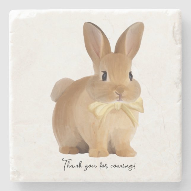 Elegant Bunny Marble Coaster (Front)
