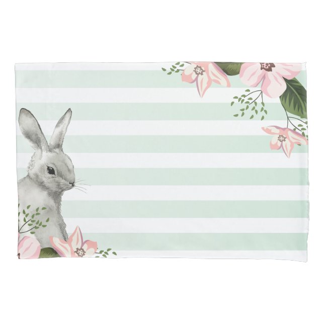 Elegant Bunny striped Pillowcase (Front)