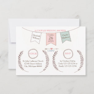 Elegant Bunting - 3x5 Couple's Wedding Shower Invitation