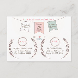 Elegant Bunting - 3x5 Couple's Wedding Shower Invitation