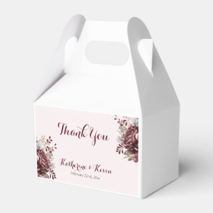 Elegant Burgandy Blush Floral Wedding Favour Box