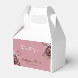 Elegant  Burgandy Dusty Rose Floral Wedding  Favour Box