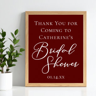 Elegant Burgund Bridal Shower Personalized Welcome Poster