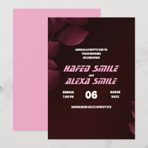 Elegant  burgund rose and floral design Wedding In Invitation