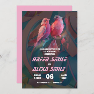 Elegant  burgund rose and floral design Wedding In Invitation