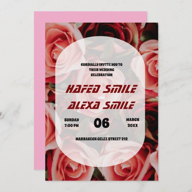 Elegant  burgund rose and floral design Wedding In Invitation (Front/Back)