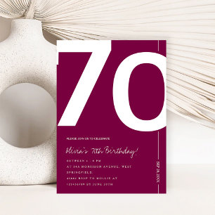 Elegant Burgundy 70th Birthday Party Invitation