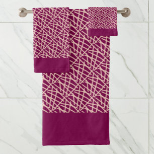 Elegant Burgundy Abstract  Bath Towel Set