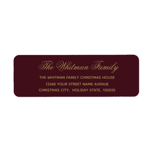 Elegant Burgundy Address Return Address Label (Front)