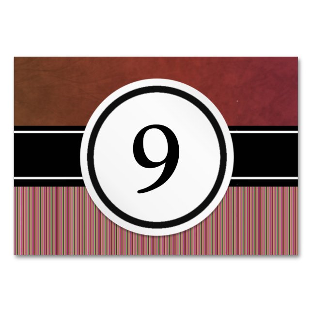 Elegant Burgundy and Black Custom Table Number (Front)