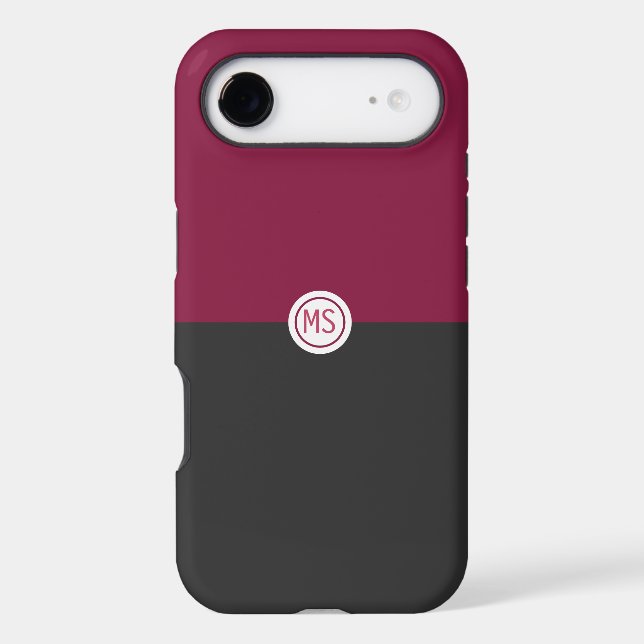 Elegant Burgundy and Black Monogram (Back)