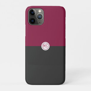 Elegant Burgundy and Black Monogram iPhone 11 Pro Case