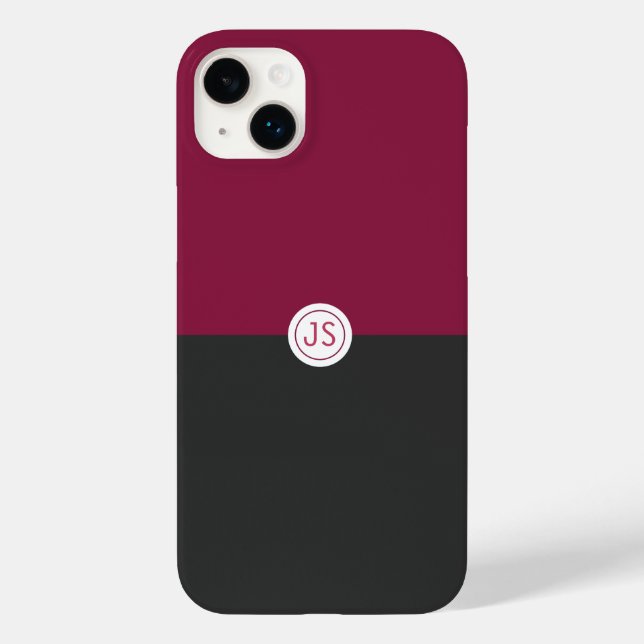 Elegant Burgundy and Black Monogram Case-Mate iPhone Case (Back)