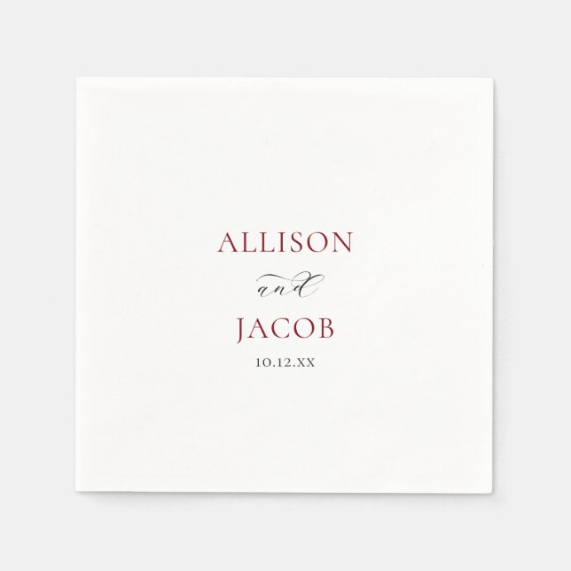 Elegant Burgundy and Black Wedding Napkin (Front)