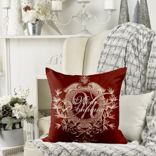 Elegant Burgundy and Cream Antique Chateau Chic Cushion