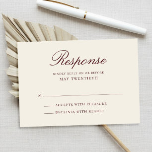 Elegant Burgundy and Cream Classic Wedding RSVP Card
