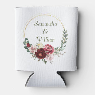 Elegant Burgundy and Crimson Blush Floral Wedding  Can Cooler
