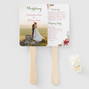Elegant Burgundy and Crimson Blush Floral Wedding Hand Fan
