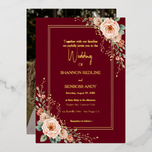 Elegant Burgundy and Gold blush floral wedding