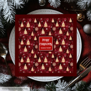 Elegant burgundy and gold Christmas trees napkins