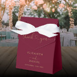 Elegant Burgundy And Gold Heart Script Wedding Favour Box<br><div class="desc">Elegant burgundy and gold heart script wedding favour box personalised with your names and wedding date. Designed by Thisisnotme©</div>