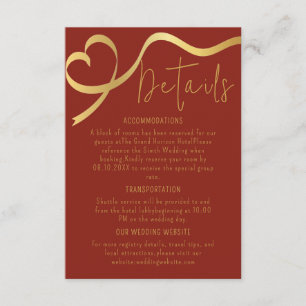 Elegant Burgundy and Gold Wedding Details Enclosure Card