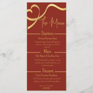 Elegant Burgundy and Gold Wedding Menu Card