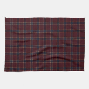Elegant Burgundy and Navy Blue Heritage Plaid Tea Towel