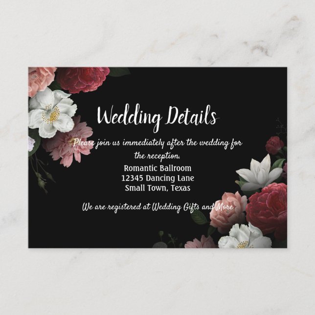 Elegant Burgundy and Pink Flowers Enclosure Card (Front)