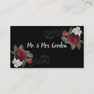 Elegant Burgundy and Pink Flowers Escort Card