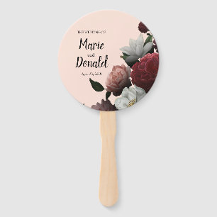Elegant Burgundy and Pink Flowers Program Hand Fan