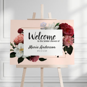 Elegant Burgundy and Pink Flowers Shower Poster