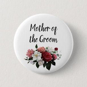 Elegant Burgundy and Pink Mother of the Groom 6 Cm Round Badge
