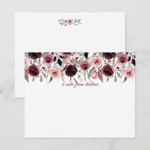 Elegant Burgundy and Pink Watercolor Roses Card