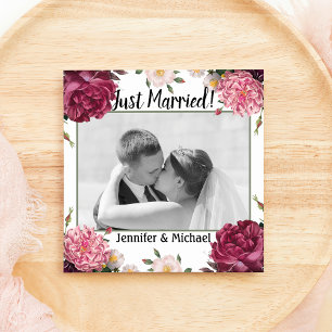 Elegant Burgundy and Pink Wedding Announcement