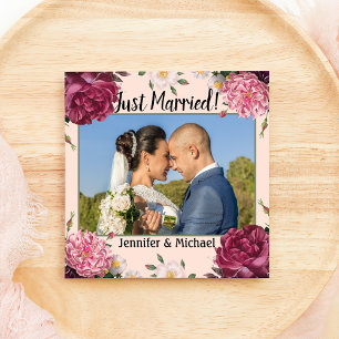 Elegant Burgundy and Pink Wedding Announcement