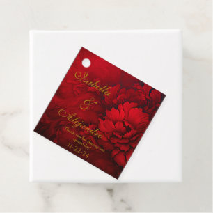 Elegant Burgundy and Red Floral Wedding  Favour Tags