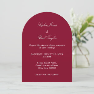 Elegant Burgundy Arch Wedding Invitation