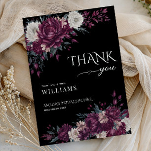 Elegant Burgundy Black Floral Thank You Card