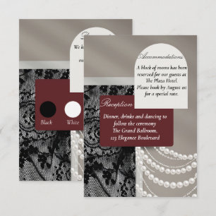 Elegant Burgundy Black Lace Wedding Dress Code Enclosure Card