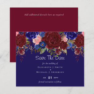 Elegant Burgundy Blue Floral Wedding Budget