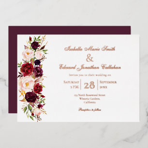 Elegant Burgundy & Blush Floral Rose Gold