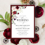 Elegant Burgundy Blush Floral Watercolor Script Invitation<br><div class="desc">Based on our bestselling Bridal Shower invitation, this gorgeous modern, elegant wedding invitation features a bouquet of burgundy and pale pink flowers and botanical greenery, and is bordered in a rich burgundy red. Personalise your details, accented with beautiful modern hand lettered calligraphy. The back of the card features an abstract...</div>