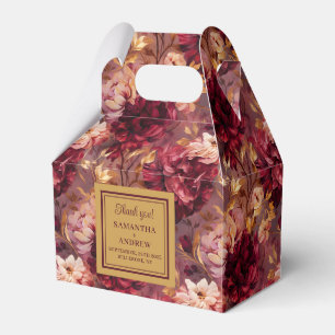 Elegant Burgundy Blush Gold Boho Wedding Favour Bo Box