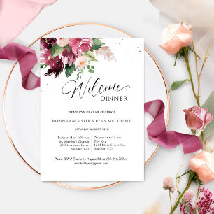Elegant Burgundy Blush Pink Welcome Dinner Invitation