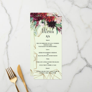 Elegant Burgundy Blush WEDDING MENU. Menu