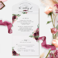 Elegant Burgundy Blush Wedding w/ Perforated RSVP