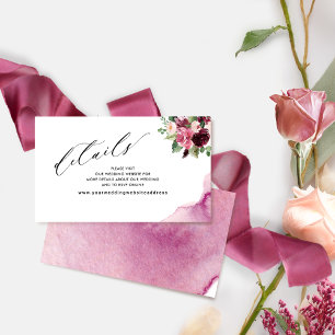 Elegant Burgundy Blush Wedding Website / Details Enclosure Card